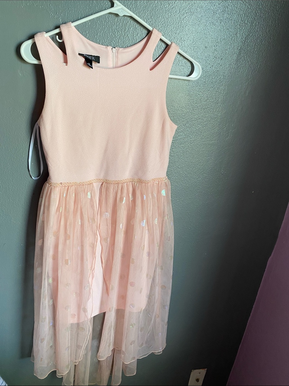 Ally B Light Pink Tulle Dress with Foil Hearts